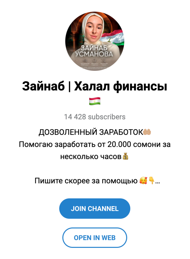 Телеграм канал Зайнаб Халал Финансы